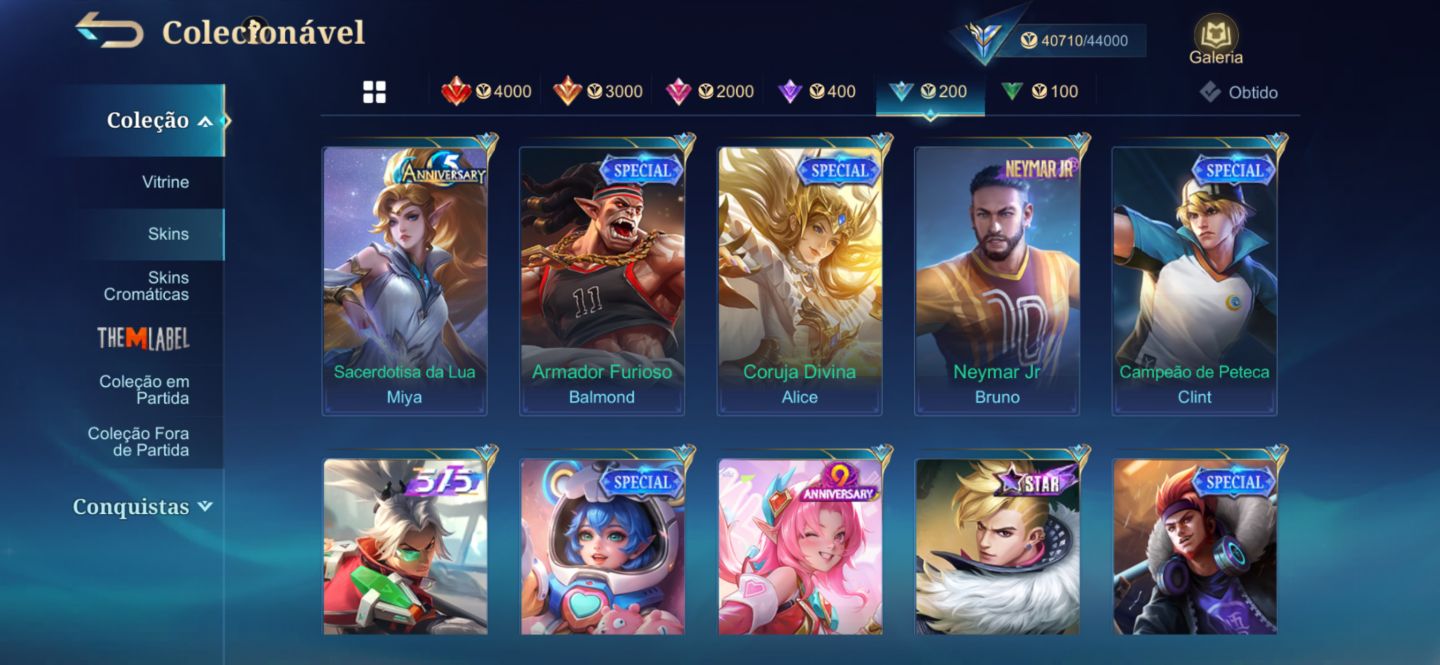 CONTA MOBILE LEGENDS | 198 SKINS | KARINA KOF | EX-IMORTAL 122 | TOP BR BELERIC