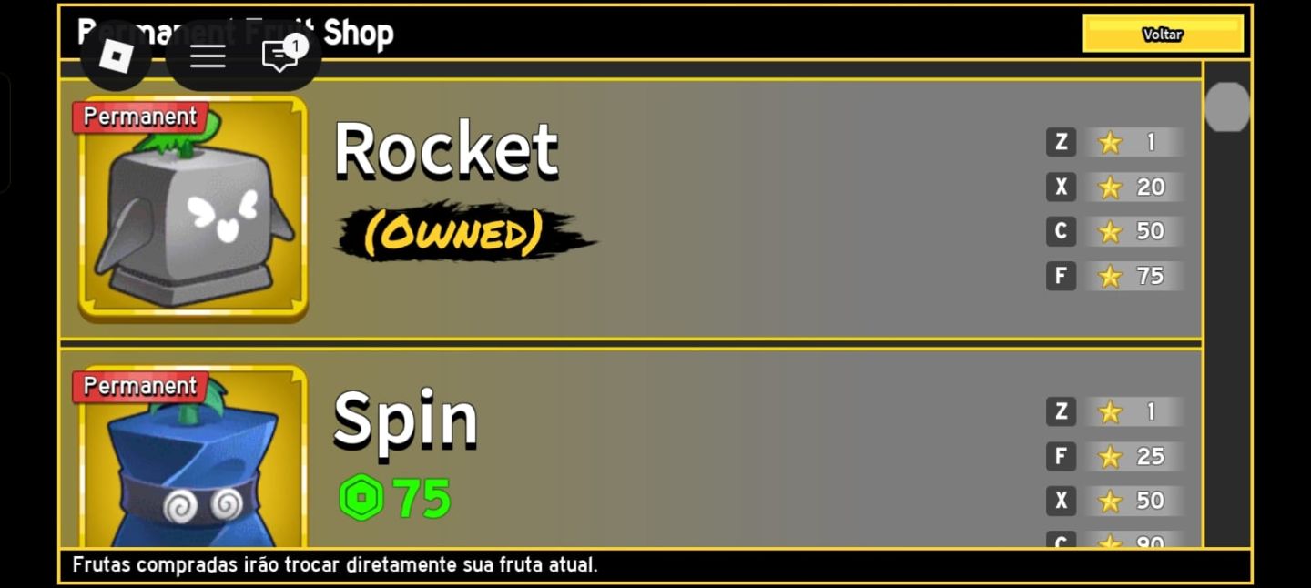 Conta Blox Fruits - Buddha e Rocket PERMANENTE+ Skins de Robux