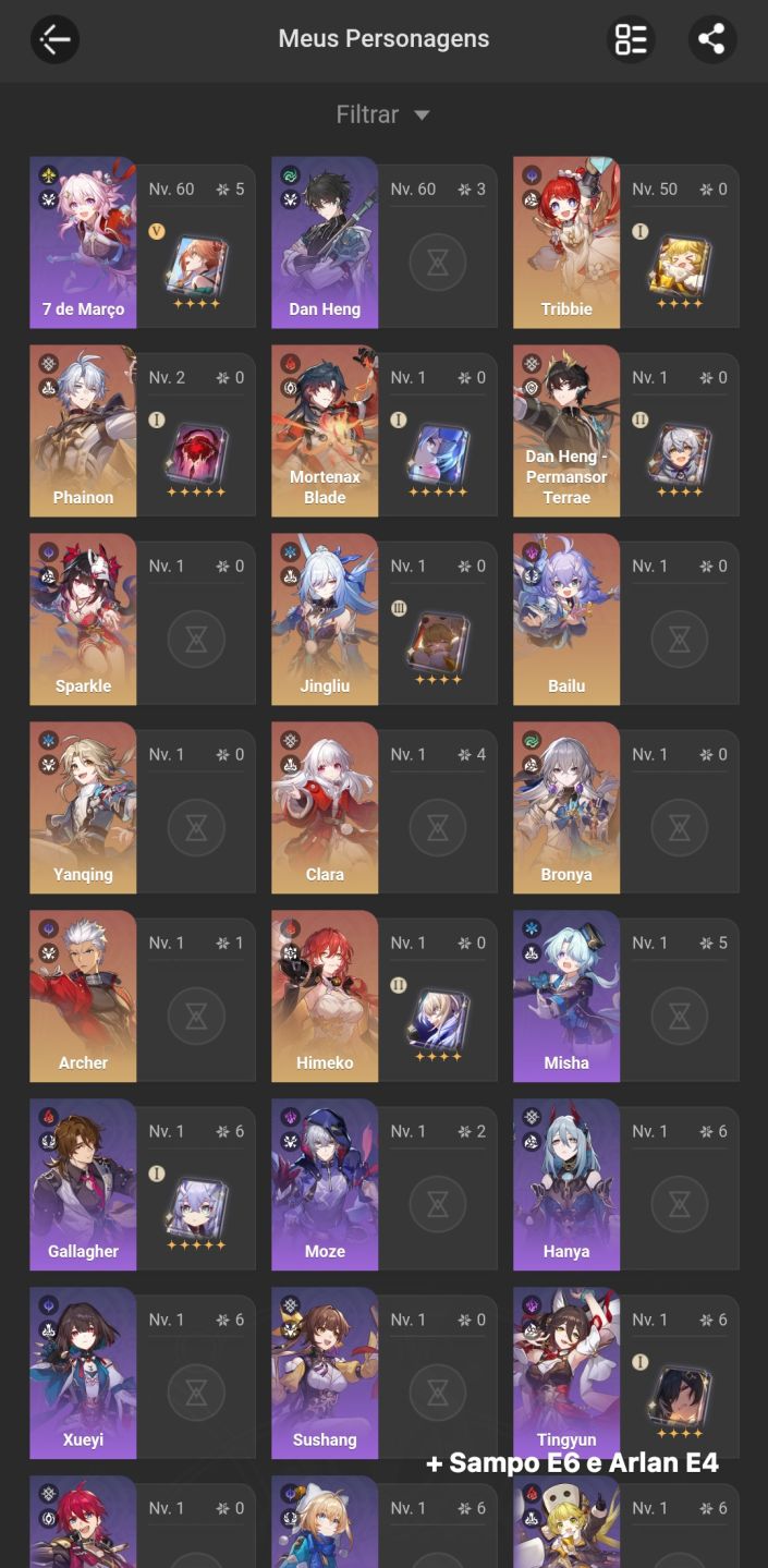 DESAPEGO DE CONTA HOYOVERSE (HONKAI STAR RAIL + ZZZ + HI3RD + GENSHIN AR 5) !!