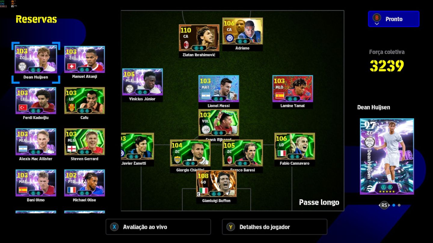 Conta PC Steam Ibrahimovic 110, Buffon 108, Vini Jr 105, Adriano 106 e CIA