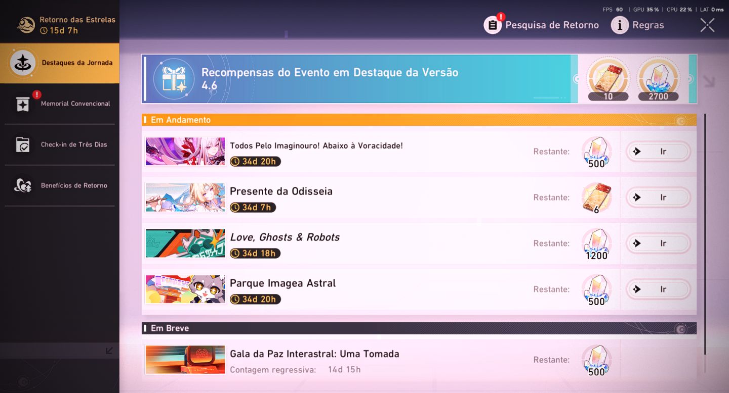 Conta 13T5 (Missão no Xianzhou ainda) - User Livre