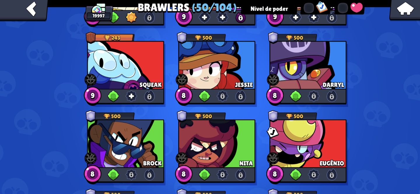 Conta Brawl Stars 19K Troféu | 50 Brawlers 3 lendário | 34 skins