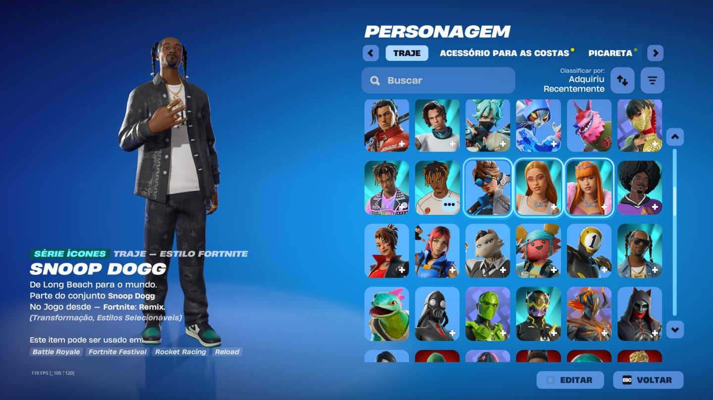 MELHOR CONTA DE FORTNITE PC 201 SKINS + MUITOS COSMÉTICOS