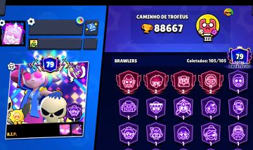 CONTA BRAWL STARS | 88.6K TROFÉUS | 105/105 BRAWLERS | 78 BRAWLERS NÍVEL 11