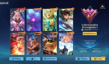 Legend Lunox - 463 Skins - Full herói e emblemas - líder de clã nível 10