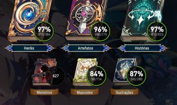 Vendendo conta end game com quase todos personagens e artefatos.