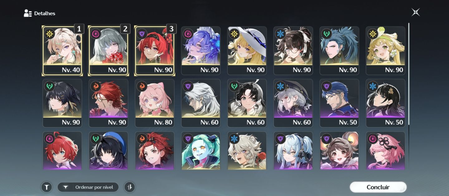 CONTA WUTHERING WAVES NV.73 + 13 PERSONAGENS T5 FASE DE SOL-3 RANQUE 8
