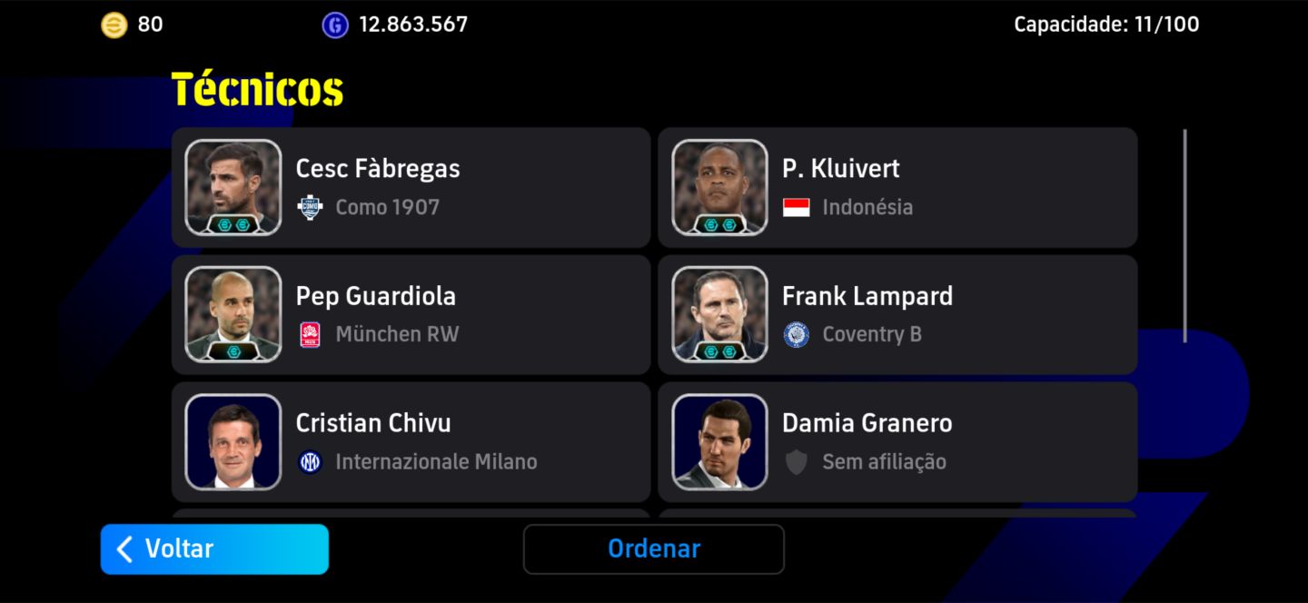 CONTA eFOOTBALL MOBILE À VENDA | TIME FORTE JOGADORES LENDÁRIOS