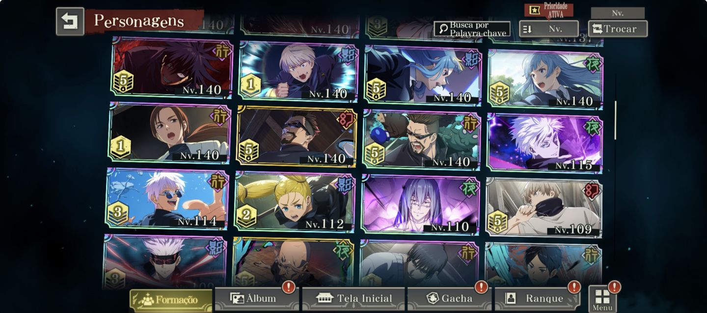 Conta JJK PAREDE 11 LIMITADOS END GAME MUITO BEM UPADA METAS