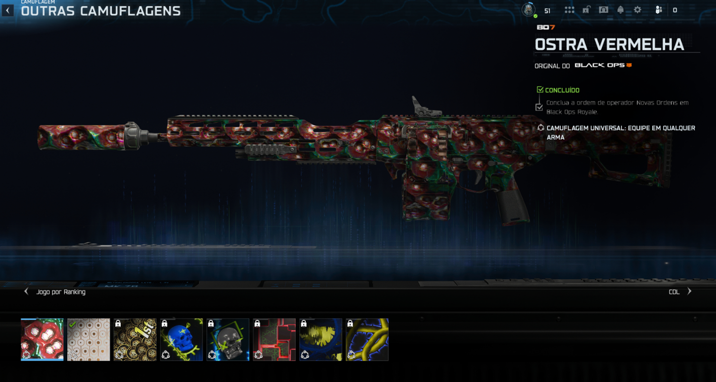 CONTAS WARZONE - CONTA BO7 NIVEL 55 E CAMUFLAGEM - RANKED - FULL ACESSO