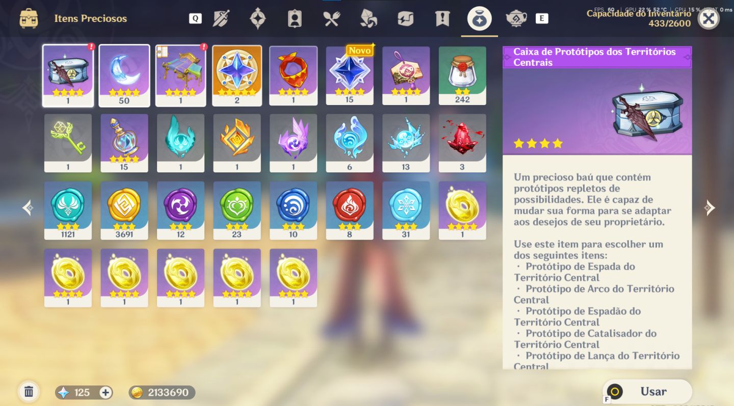 AR 51 com skirk, Kazuha, clorinde e muito outros e 4 armas t5