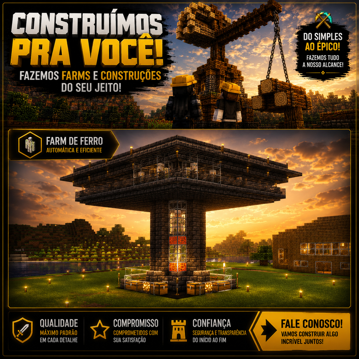 Serviços de Farms, Bases e Construções no Minecraft Bedrock