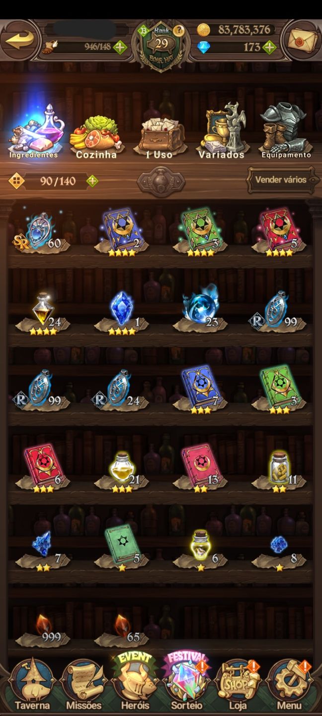 Conta nova de 7ds nivel 29 com novo personagems Odin Superpoderoso!!!