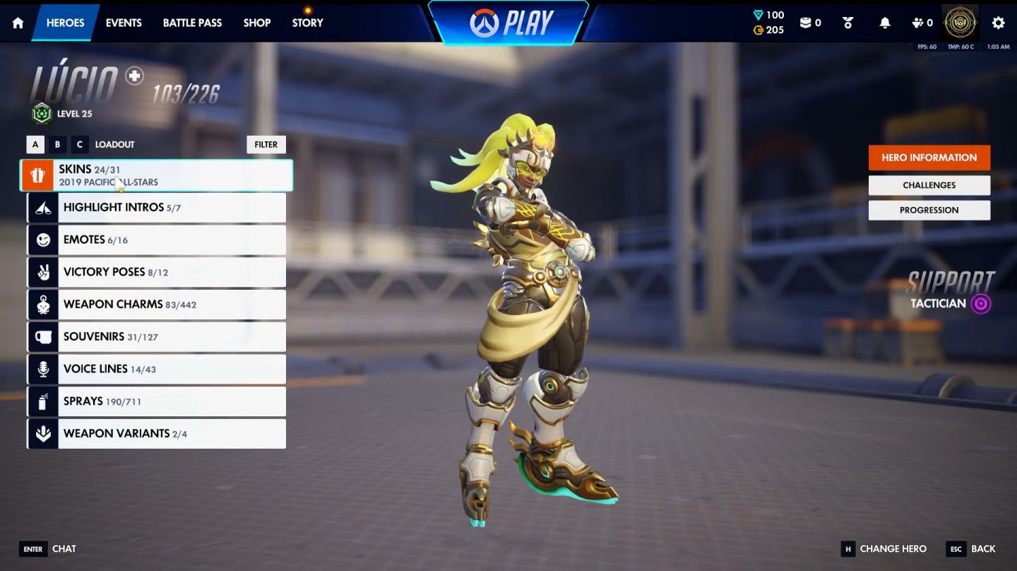 Conta OW com várias skins e prismas