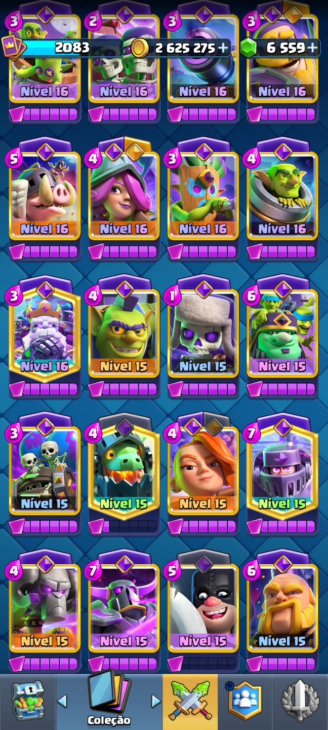 Conta de Clash royale bem upada e com várias evoluções