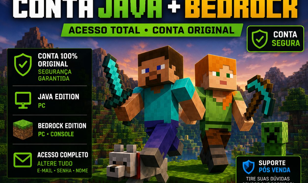 Minecraft conta Full acesso Java bedrock