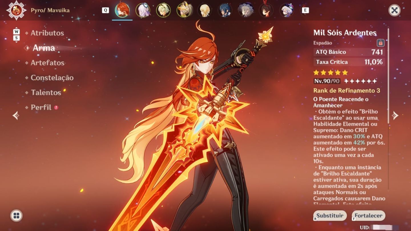 Conta com Mavuika c2r3 e Citlali c0r1 + 4 estrelas - Genshin Impact