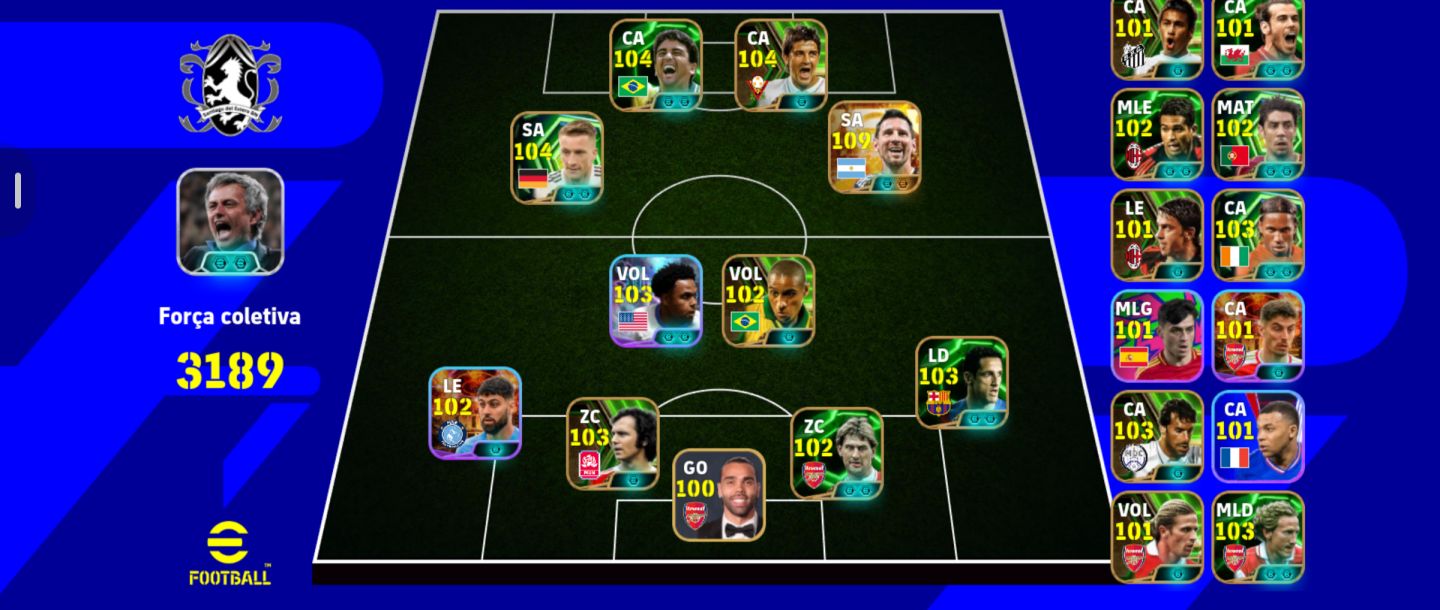 CONTA eFootball TOP! TIME 3189 DE FORÇA COLETIVA | MESSI 109 + CRAQUES 103/10
