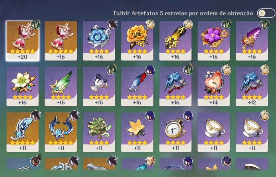 Conta de genshin rank 45, com 10 personagens t5
