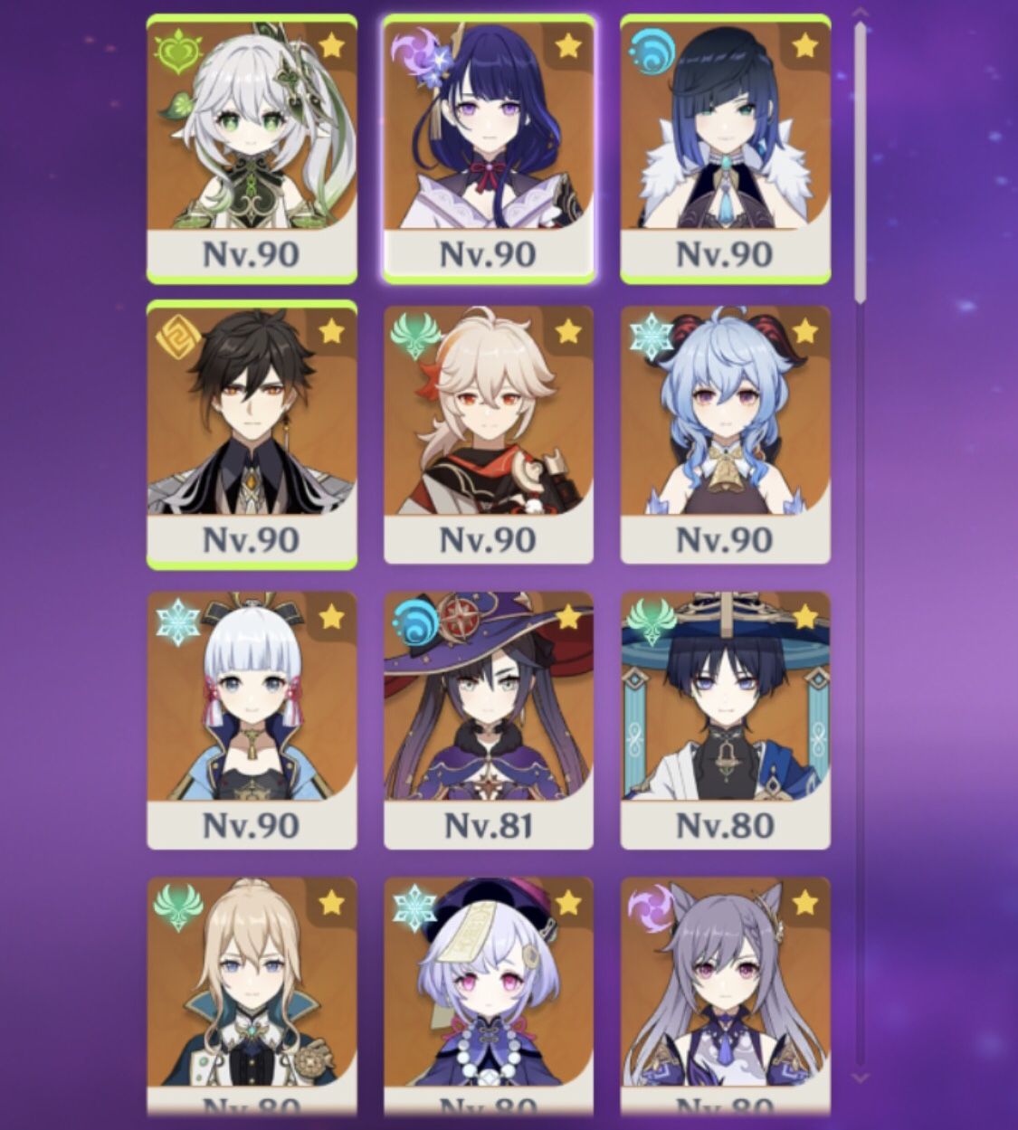GENSHIN CONTA AR 57 - RAIDEN / NAHIDA / AYAKA / YELAN / e muitos outros