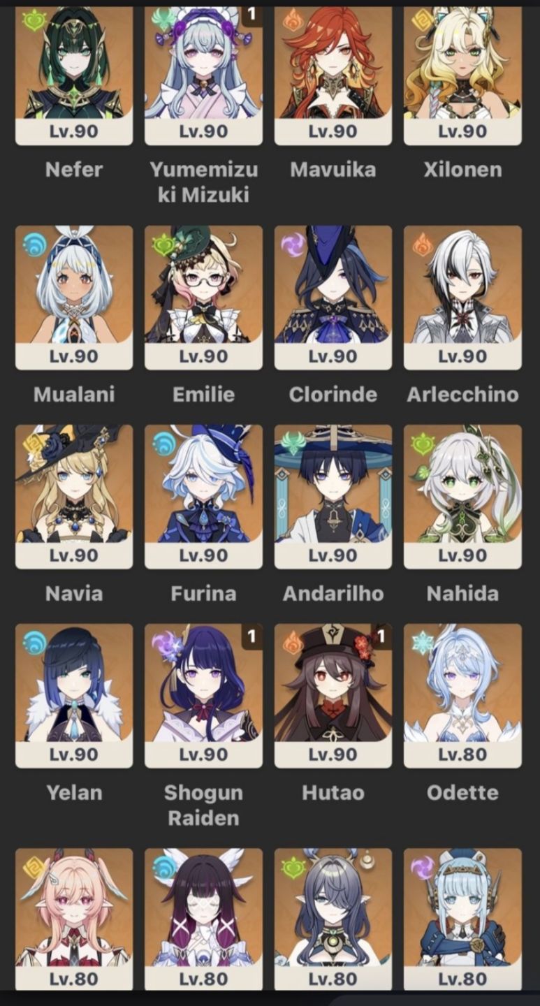 CONTA GENSHIN 79 PERSONAGENS | 27 T5 | AR 60 | PRONTA PRA JOGAR!