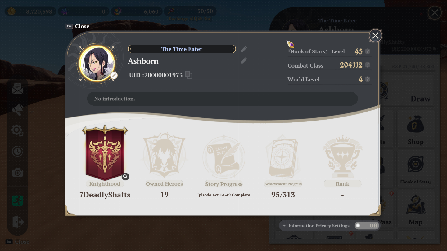 Conta 7ds origin end game dia 1