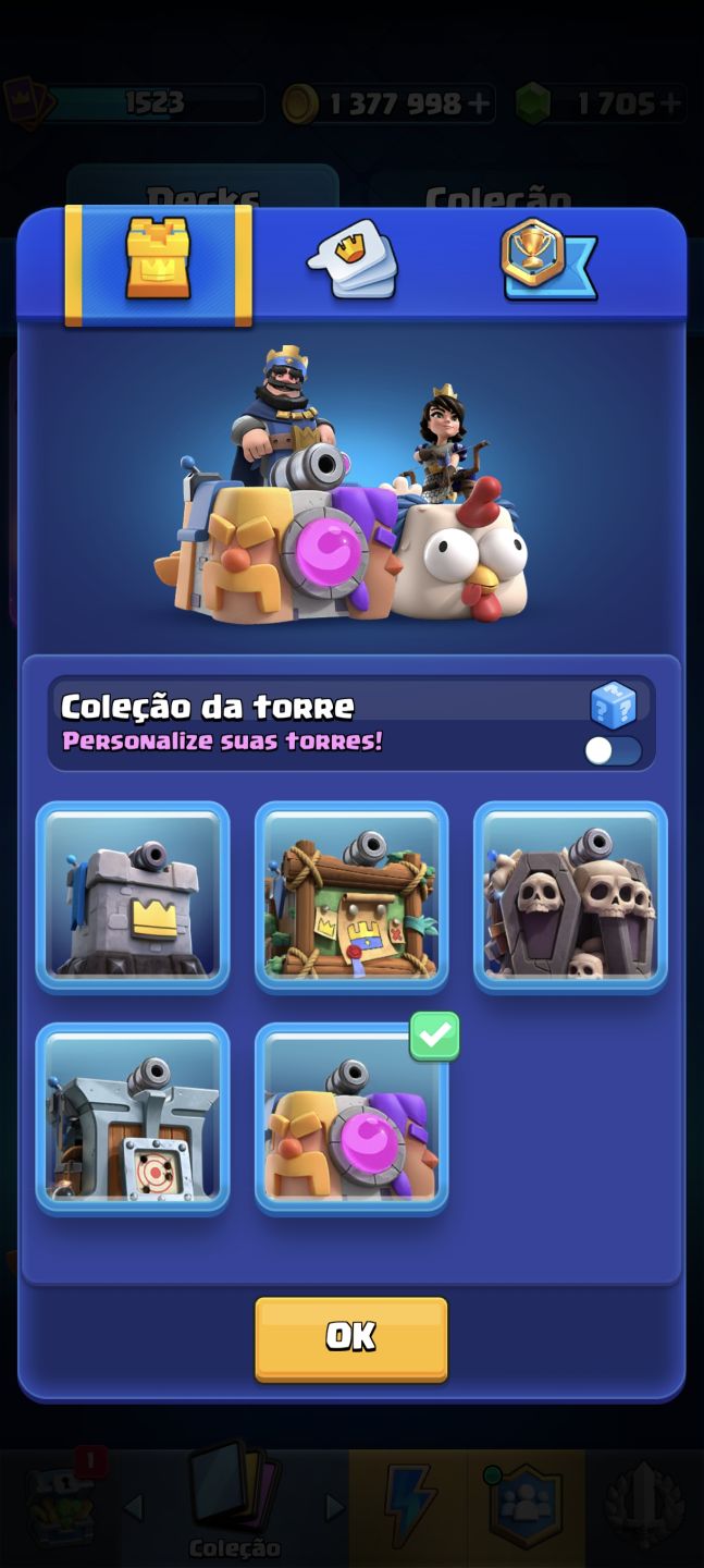 Conta Clash Royale com 1000 mil troféu, 1 milhão e 300 de ouro, 1400 gema e etc