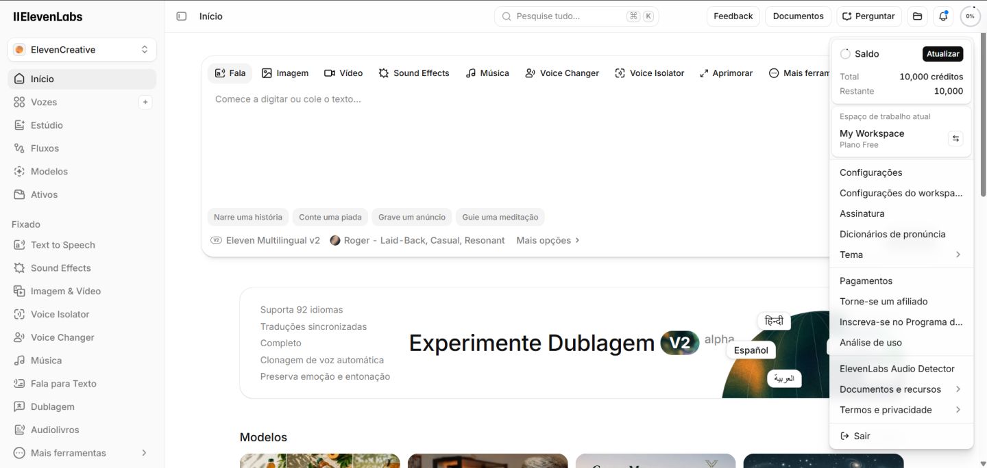 ELEVENLABS FREE | CREATOR [30 DIAS] | MELHOR PREÇO | 10K - 100K CRÉDITO