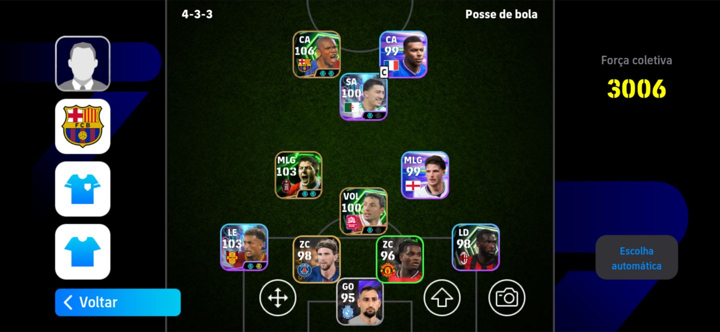 Conta Efootball Samuel etoo 107 gerrard 104 Wesley 105