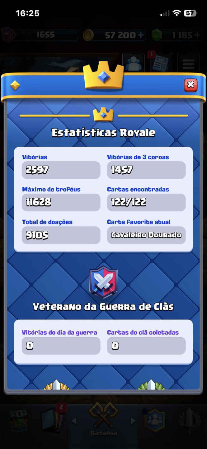 CONTA DE CLASH ROYALE COM TUDO!! VÁRIAS CARTAS LEVEL 16, ARENA 28! 1185 GEMAS.