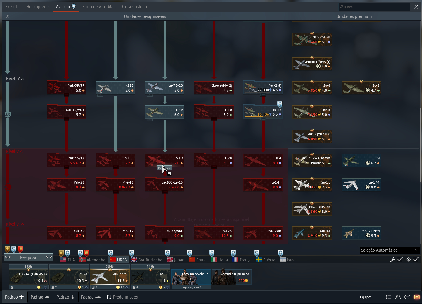 CONTA WARTHUNDER TOP TIER USA(PREMIUM E ARVORE AVIAÇÃO) E USRR - NEGOCIAVEL