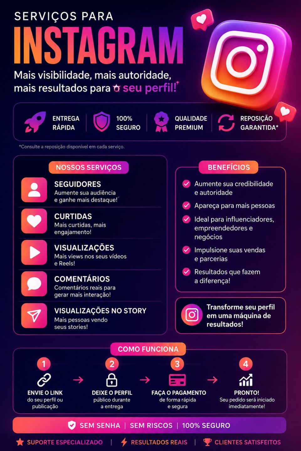 [INSTAGRAM] SEGUIDORES, CURTIDAS E VIEWS