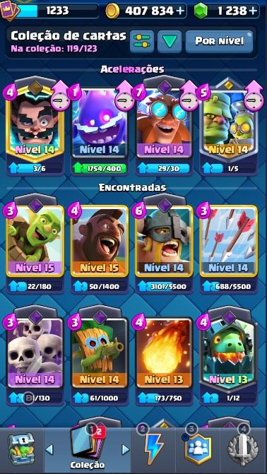 CONTA CLASH ROYALE PARADA 8583 TROFEUS 119/123 CARTAS