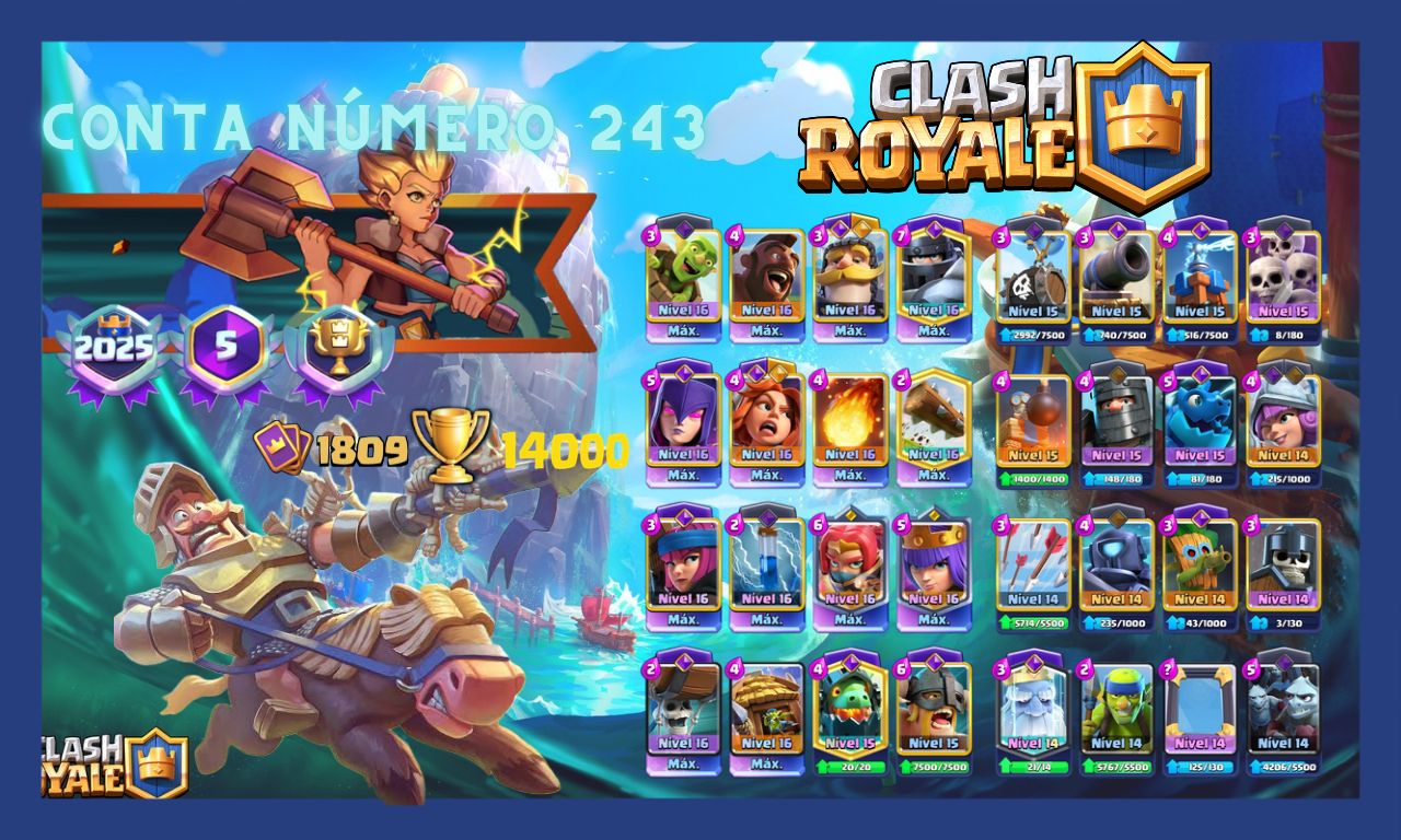 Contas de clash Royale upadas com cartas bem encaminhadas e com Vários troféus.