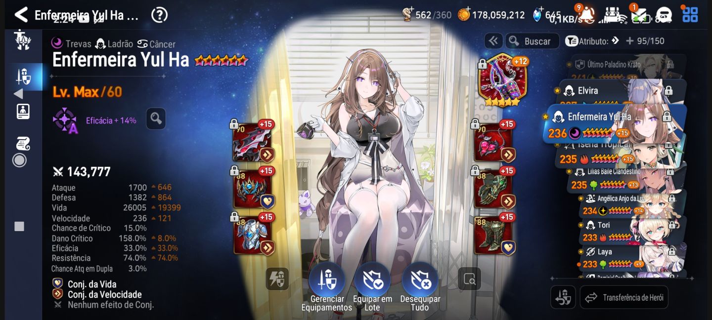 Epic Seven, conta end game, jogo de turno, PvP e pve
