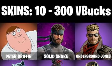 CONTA FORTNITE COM 10 SKINS SOLID SNAKE/PETER GRIFFIN/NISHA/MONTAGUE/CERBERUS