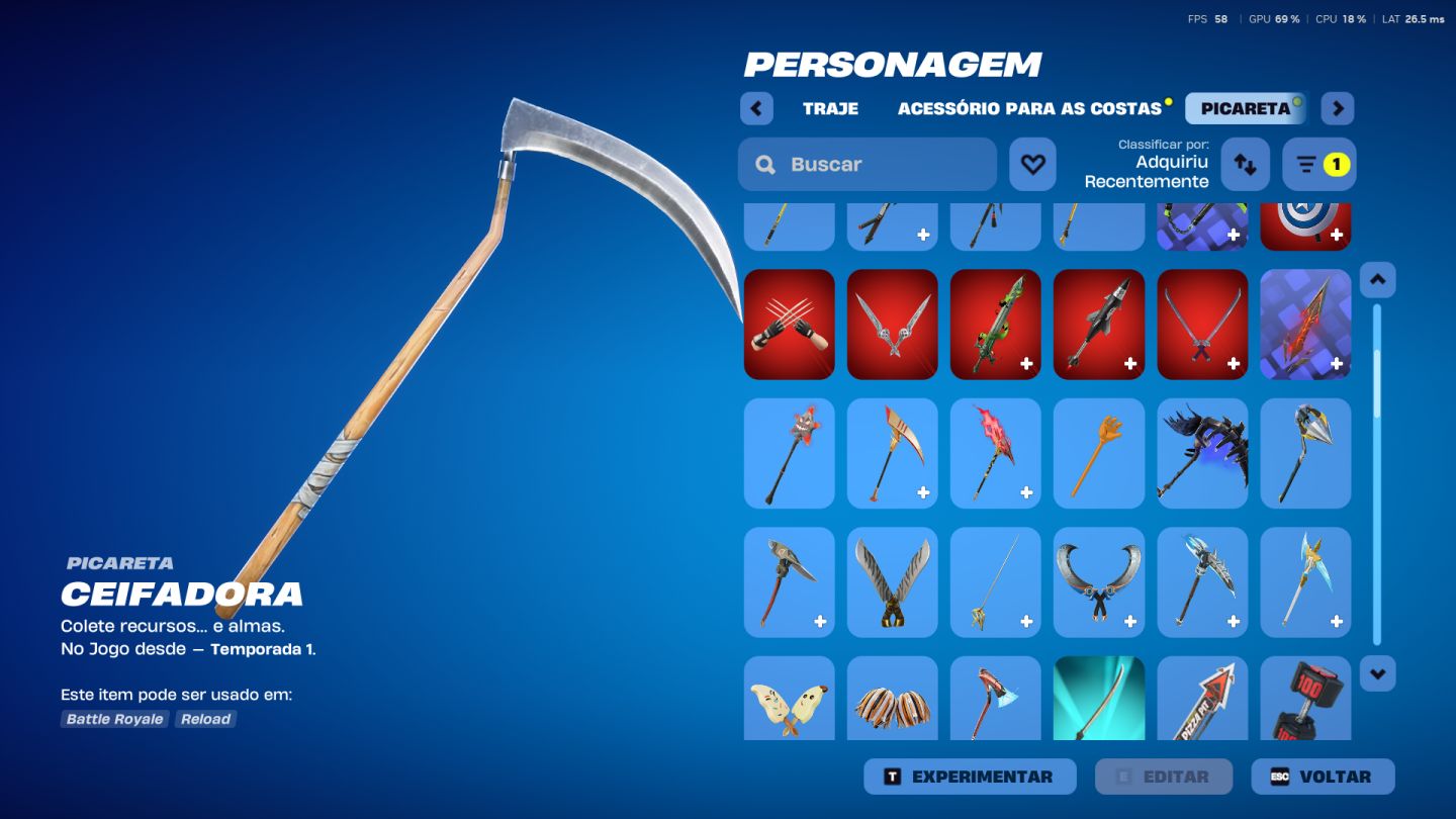 CONTA FORTNITE, MAIS DE 2000 REAIS GASTOS COM SKINS DESDE A SEASON 7