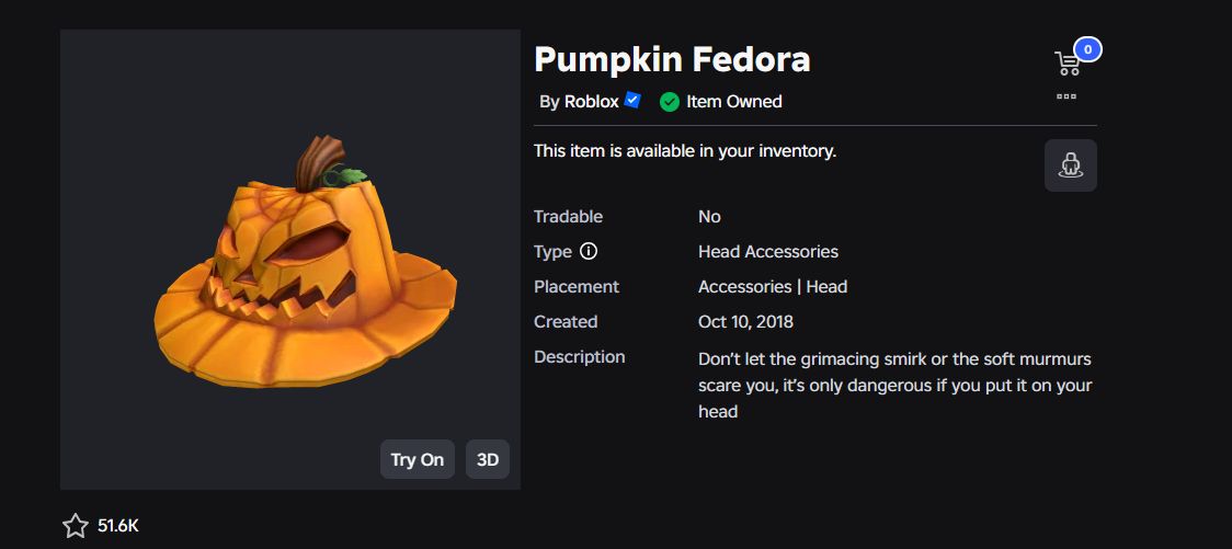 CONTA ROBLOX ANTIGA 2017 NEAPOLITAN + PUMPKIN FEDORA 180 OFFSALES [UNVERIFIED]