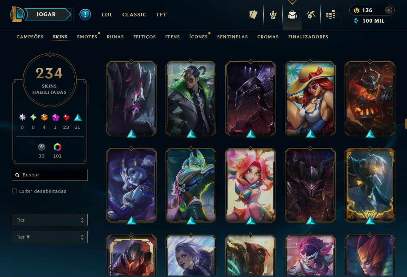 LOL 2014 | D1 75 PDL | EX-MESTRE | 234 SKINS | 4 ULTIMATE | 23 LENDÁRIAS