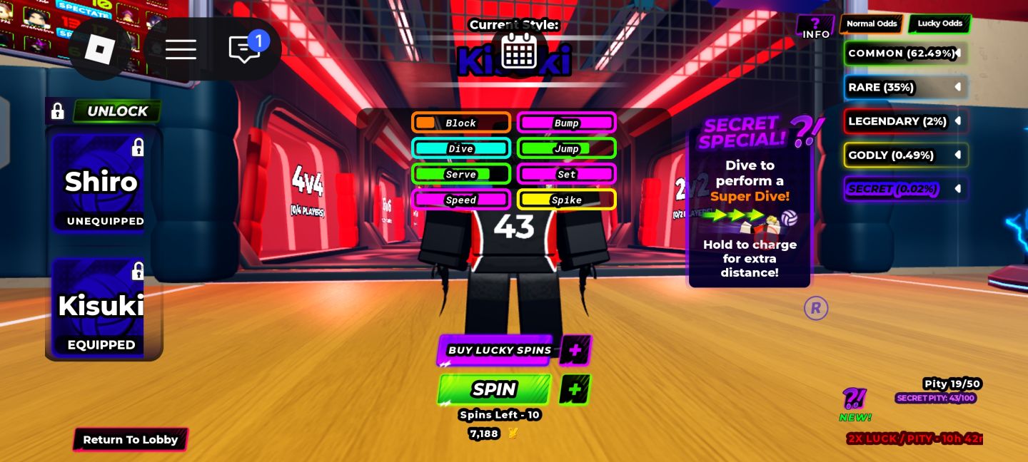 Venda de Conta Roblox Vôlei Competitivo Shiro/KISUKI mais Redirection Jump.