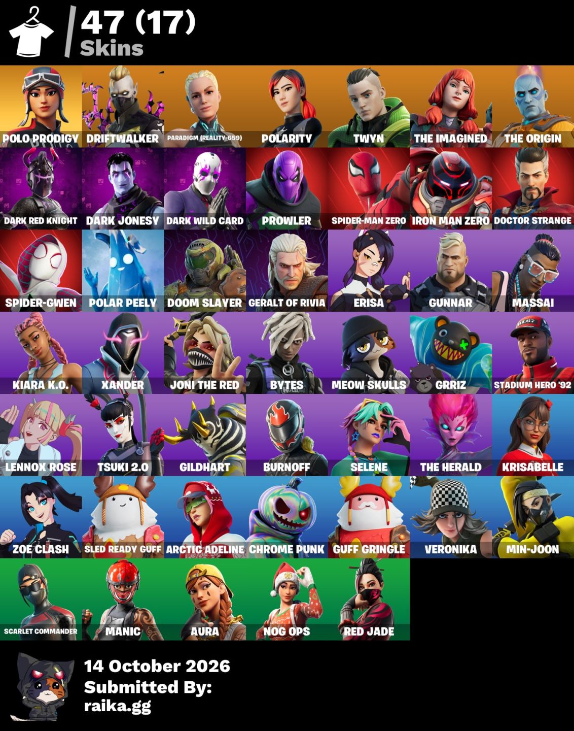 Conta fortnite full acesso com 47 skins incluindo polo prodigy e picareta reaper