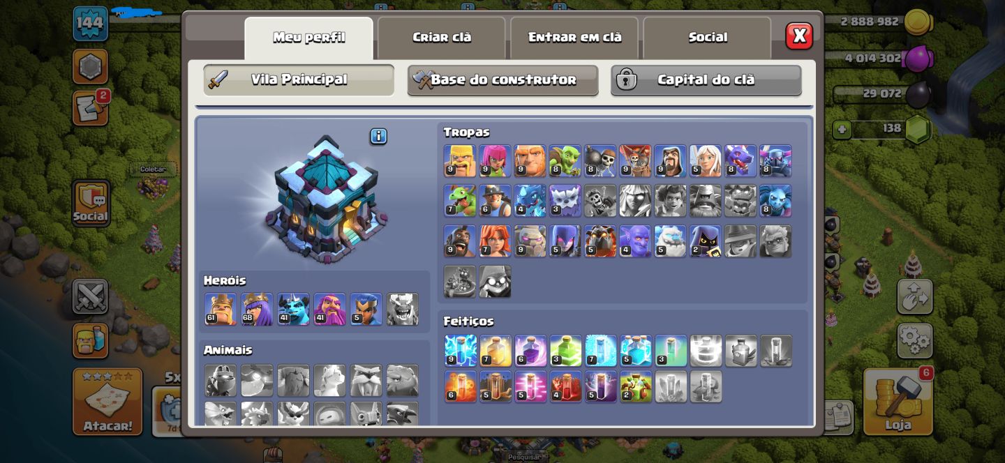 CONTAS CLASH ROYALE/CLASH OF CLANS VILAS UPADAS, VILAS ECOLOGICAS