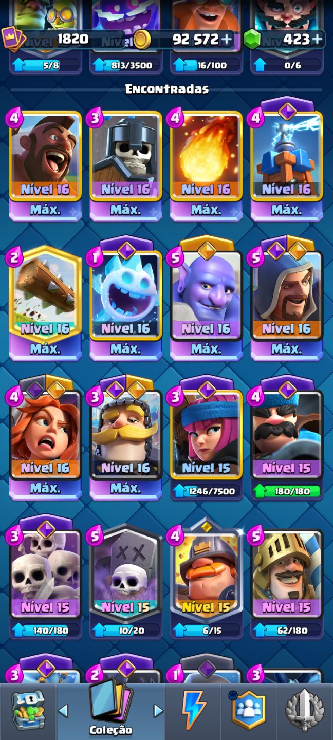 CONTA CLASH ROYALE TOP DECK FULL 16 LIGA 4 E MT ++