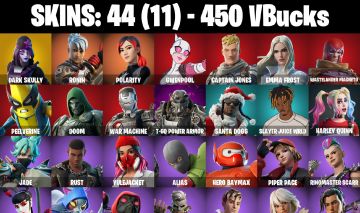 CONTA FORTNITE COM 44 SKINS DARK SKULLY/RONIN/ALIAS/HERO/BAYMAX/KENDO
