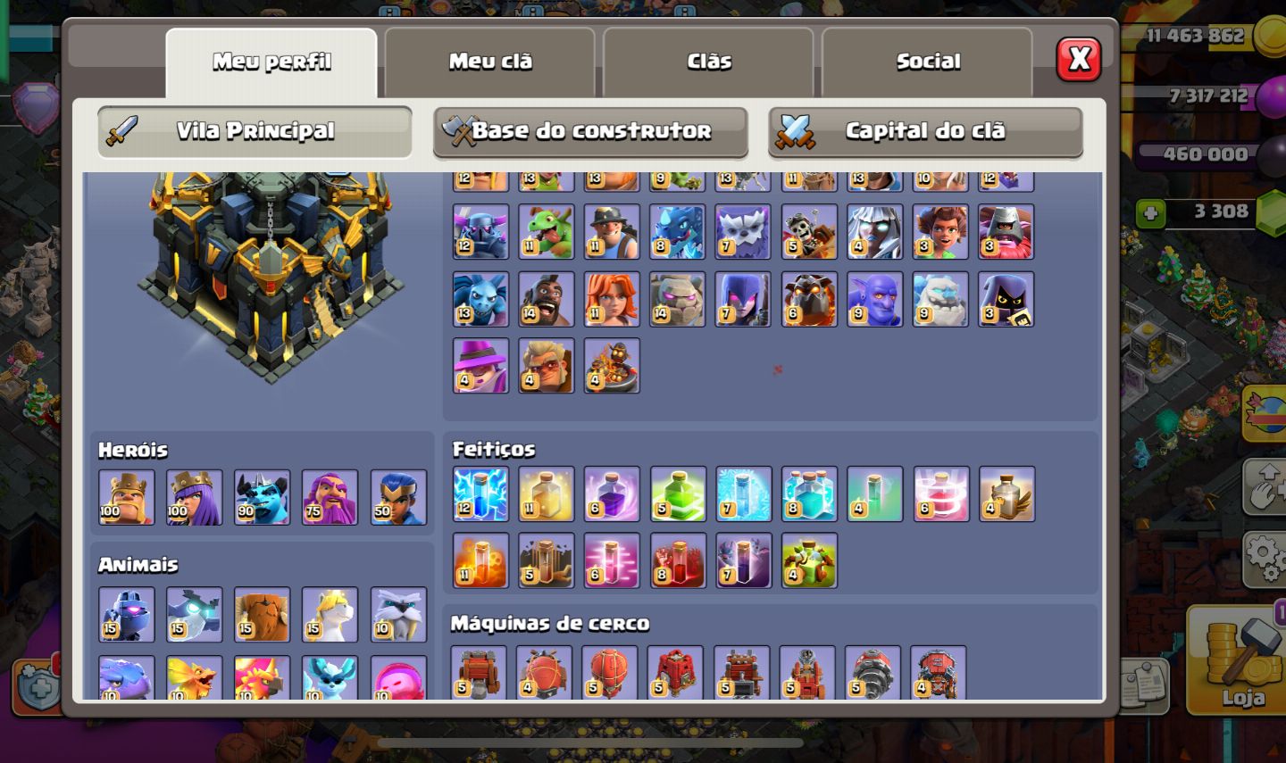 CONTA CLASH OF CLANS - NÍVEL 240 / CV17 FULL