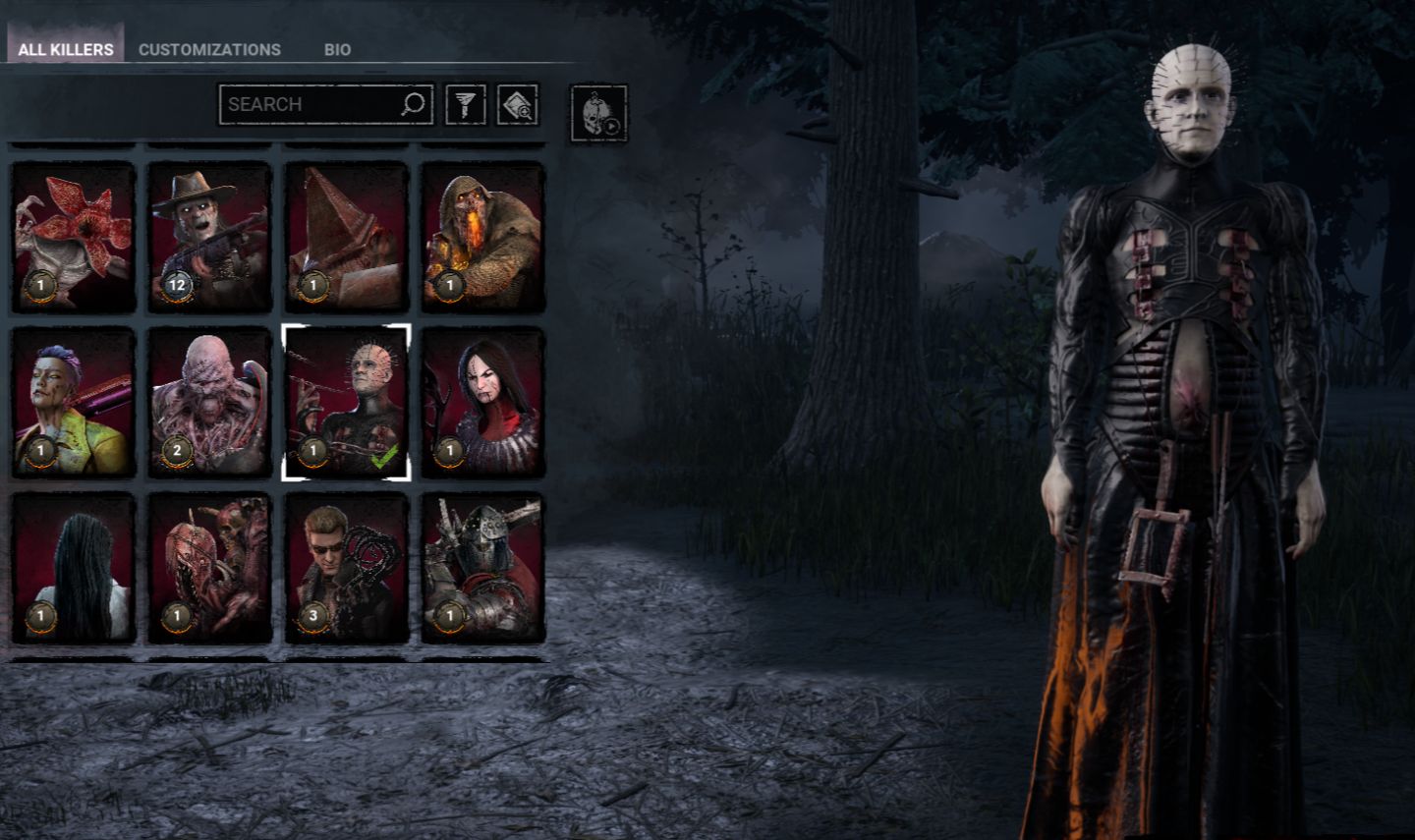 Conta Dead By Daylight, contendo personagens de licença que saíram do jogo etc