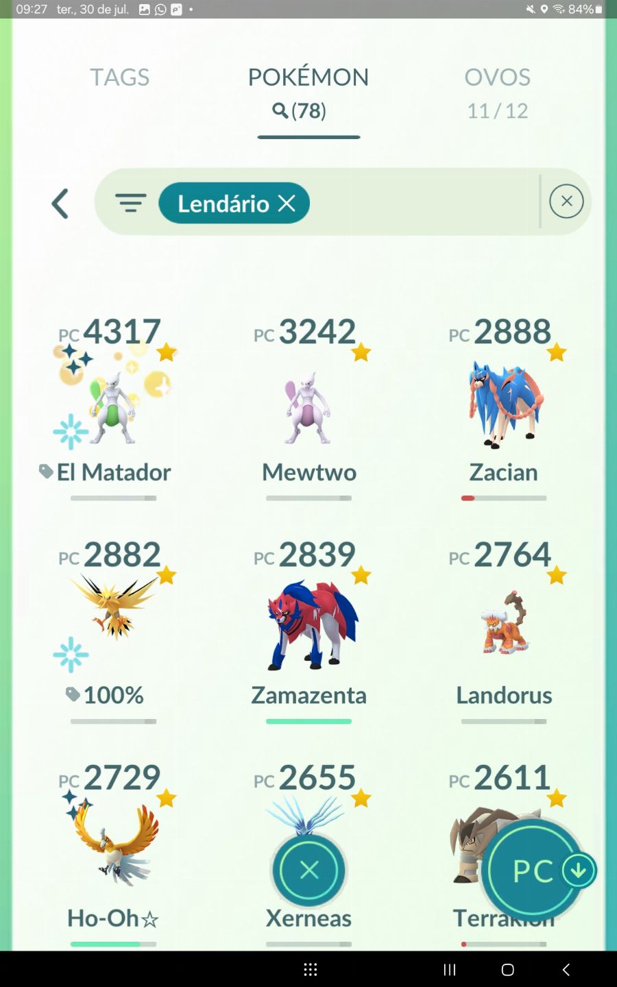 Conta de pokemon go de 2016