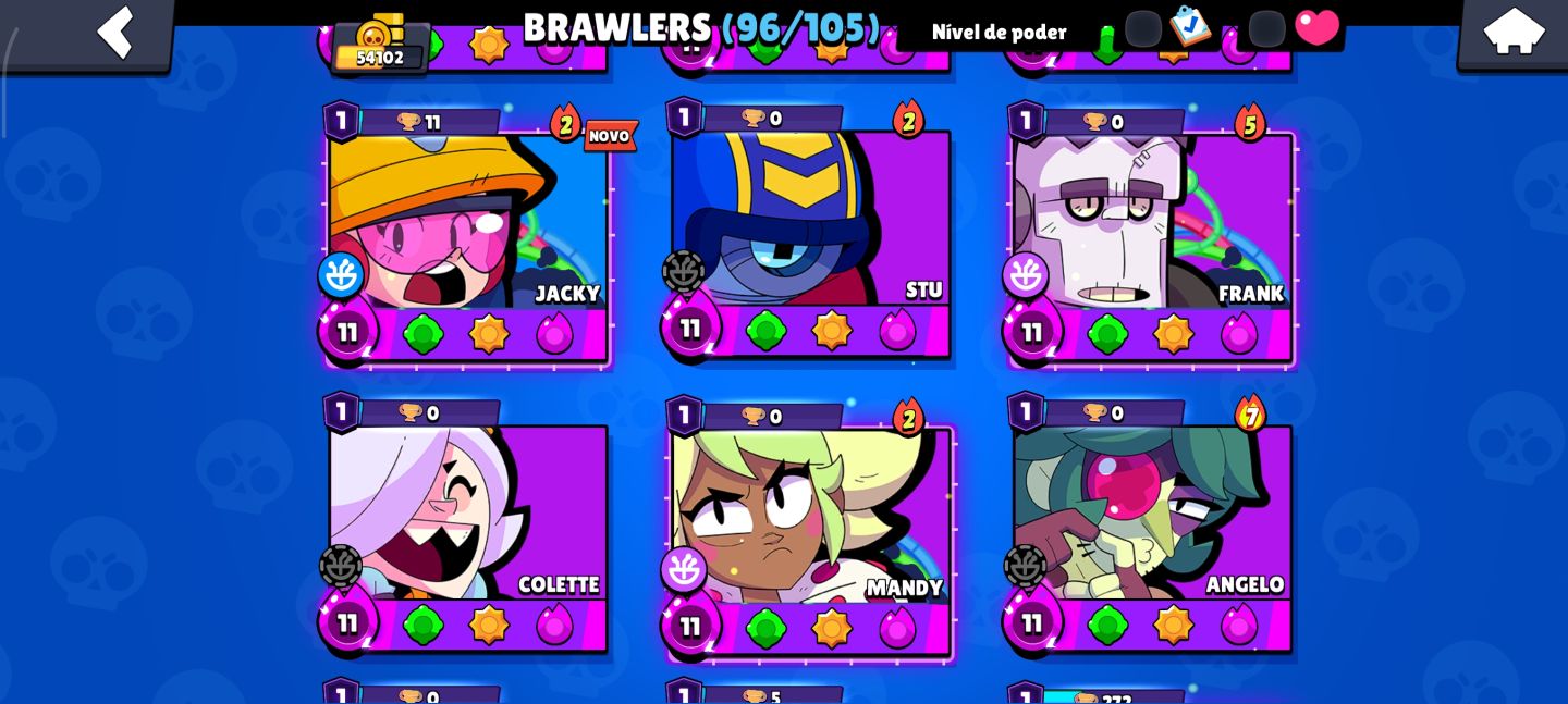 CONTA BRAWL STARS COM 54K TROFÉUS/96 BRAWLERS/ 24 LVL 11/ TROCA DE NOME GRÁTIS