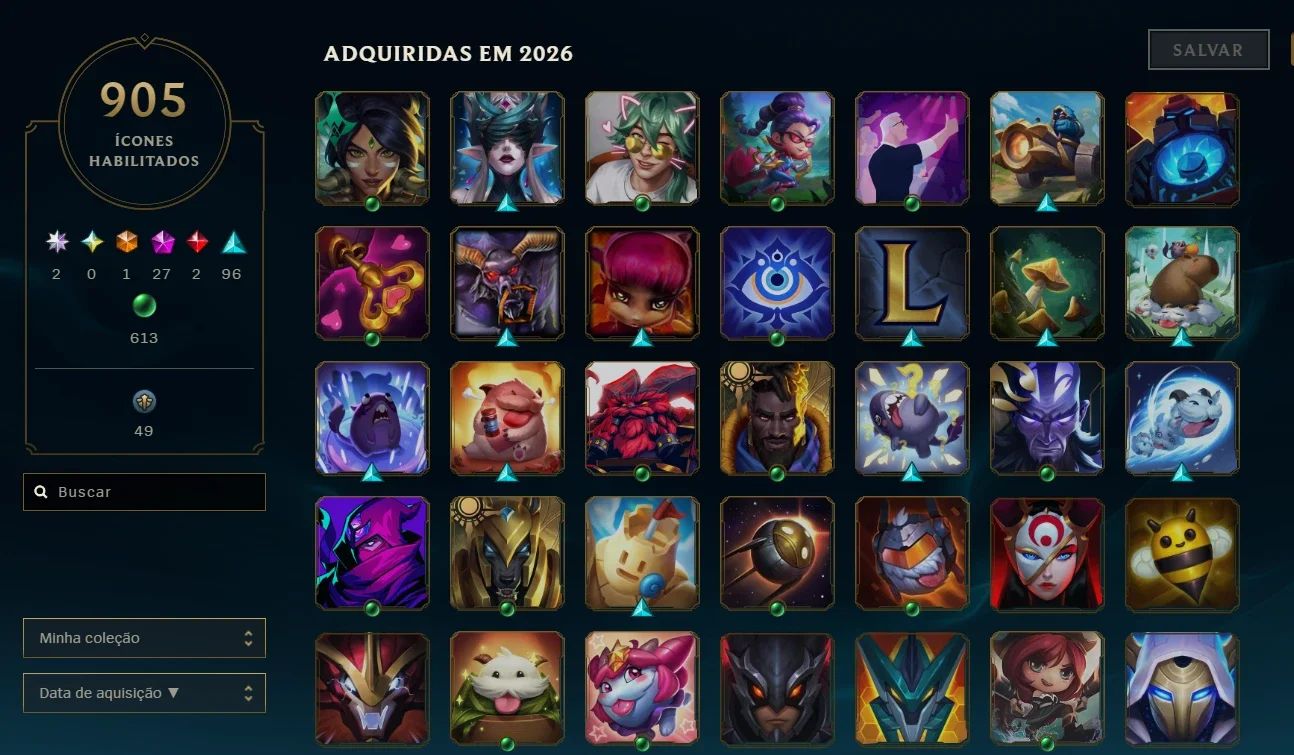 CONTA LOL BR 600 SKINS AHRI LENDA IMORTALIZADA NÍVEL 1086
