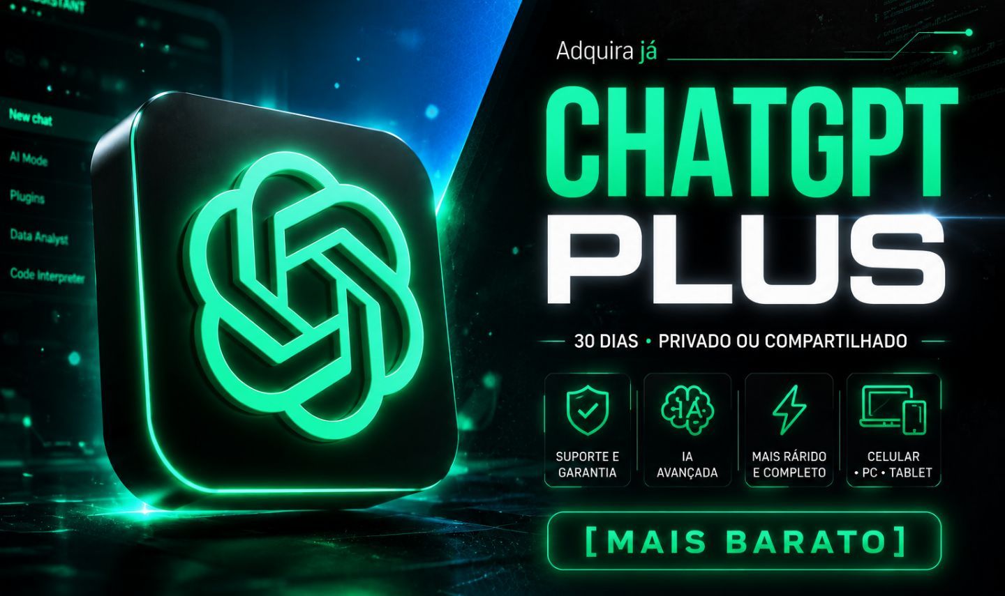 CHATGPT PLUS 30 DIAS CONTA PRIVADA OU COMPARTILHADA